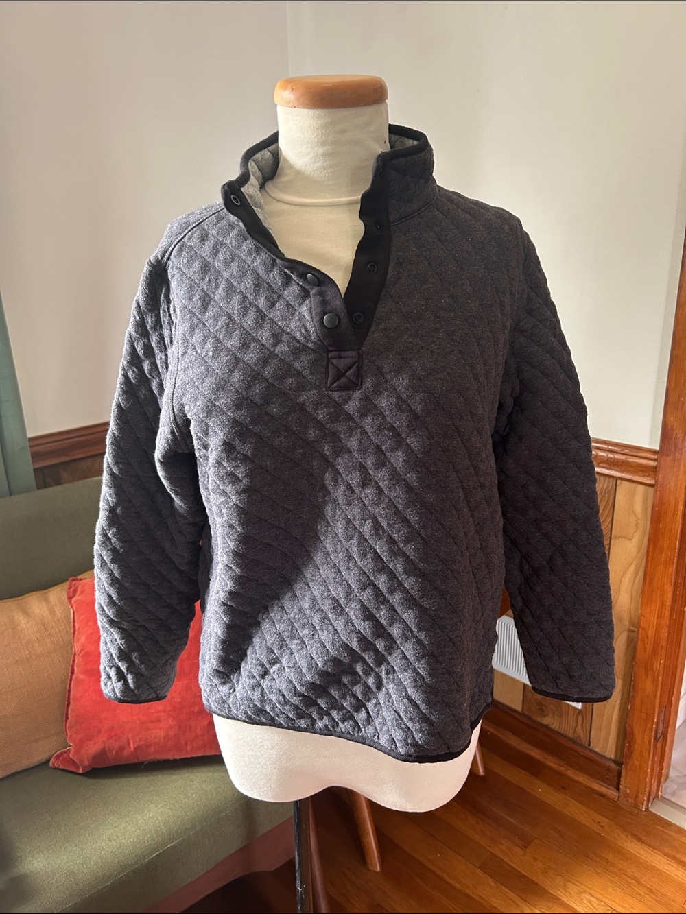 Quince Cowl Neck Sweater Alpaca/Wool/Nylon Blend Black Size Medium